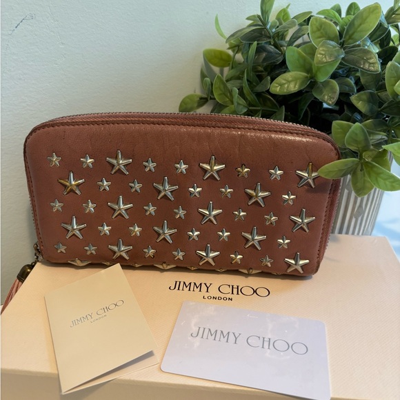 Jimmy Choo Studded Zip Around Wallet with Box - Picture 1 of 10